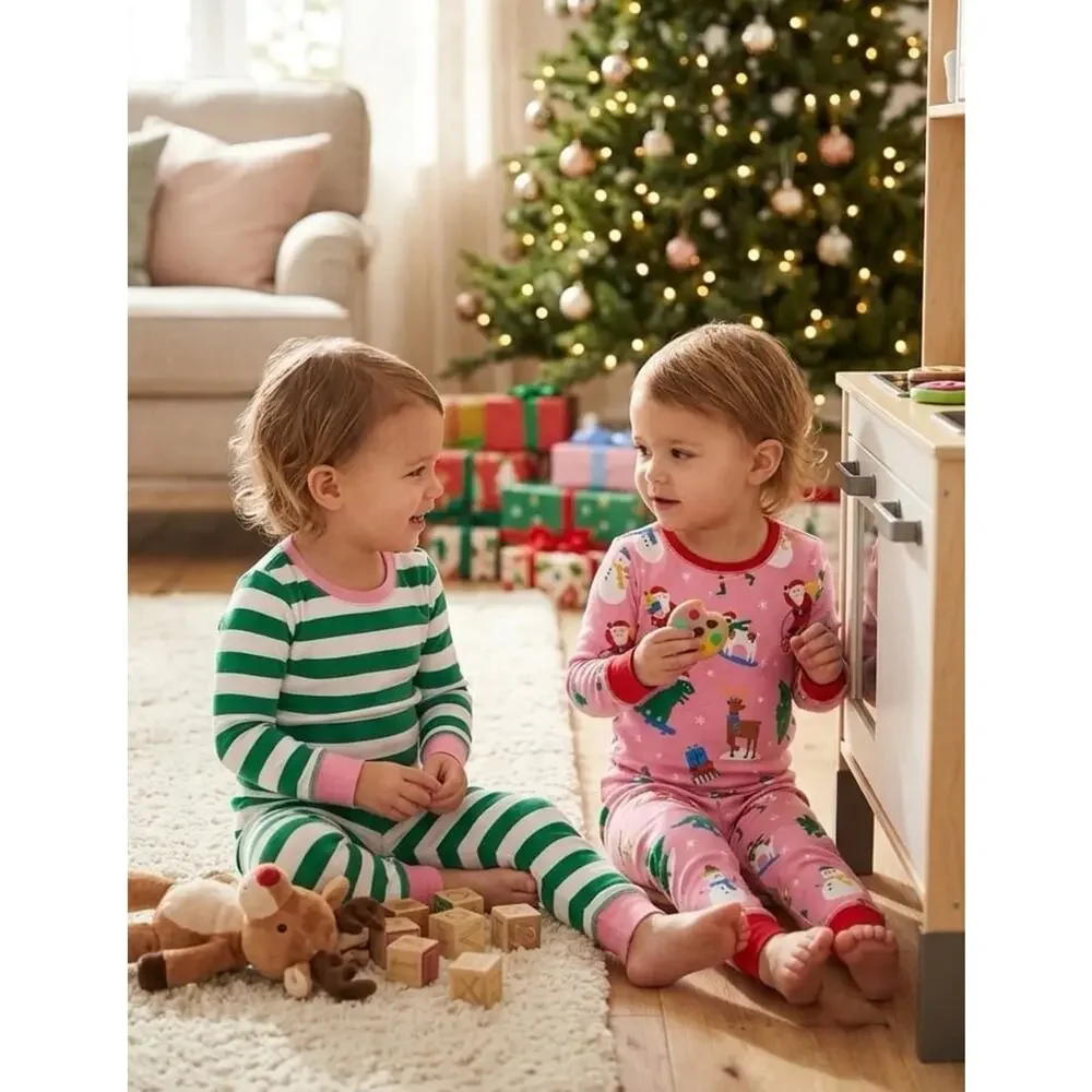NWT❤️Mini Boden 2-Pack Assorted Two-Piece Fitted Pajamas sz8Y